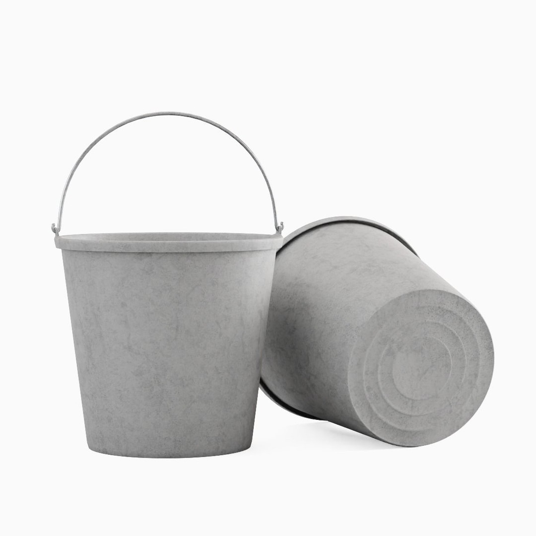Industrial Plastic Bucket 3D Model – Mid Poly PBR Asset, FBX/OBJ Formats - View 4
