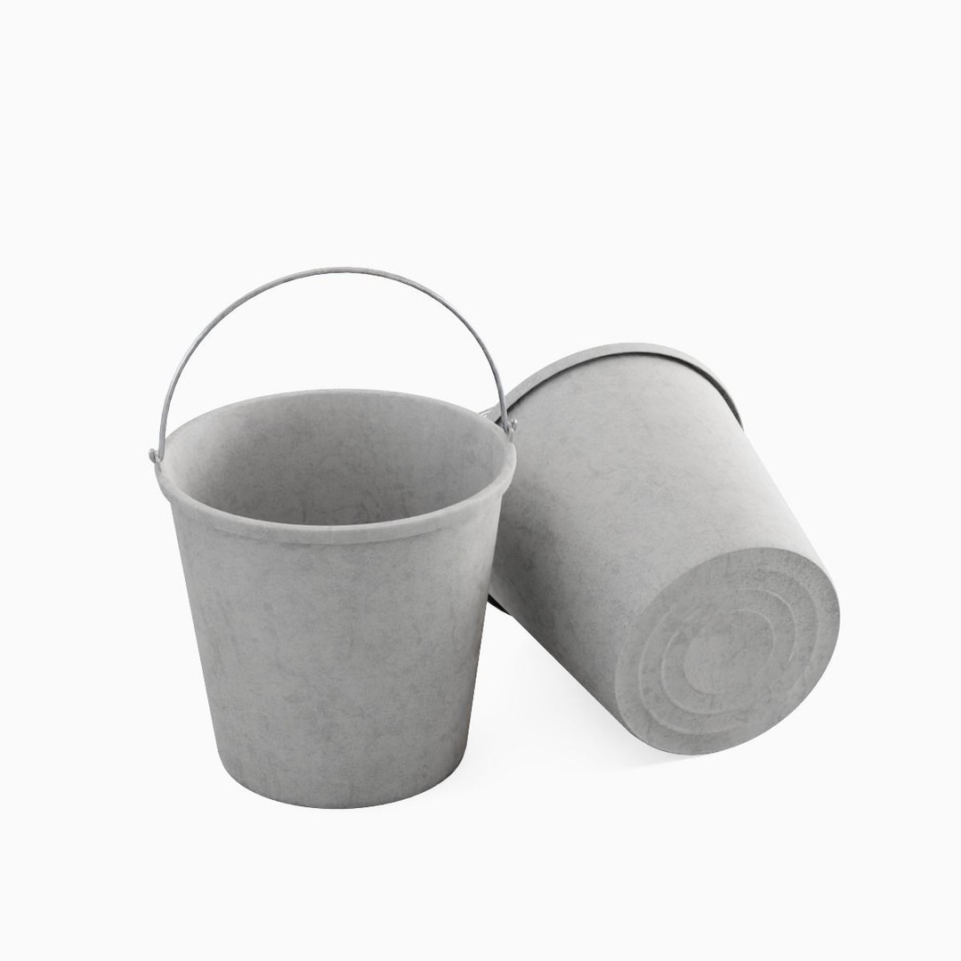 Industrial Plastic Bucket 3D Model – Mid Poly PBR Asset, FBX/OBJ Formats - View 7