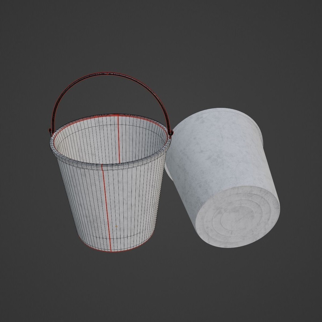 Industrial Plastic Bucket 3D Model – Mid Poly PBR Asset, FBX/OBJ Formats - View 8