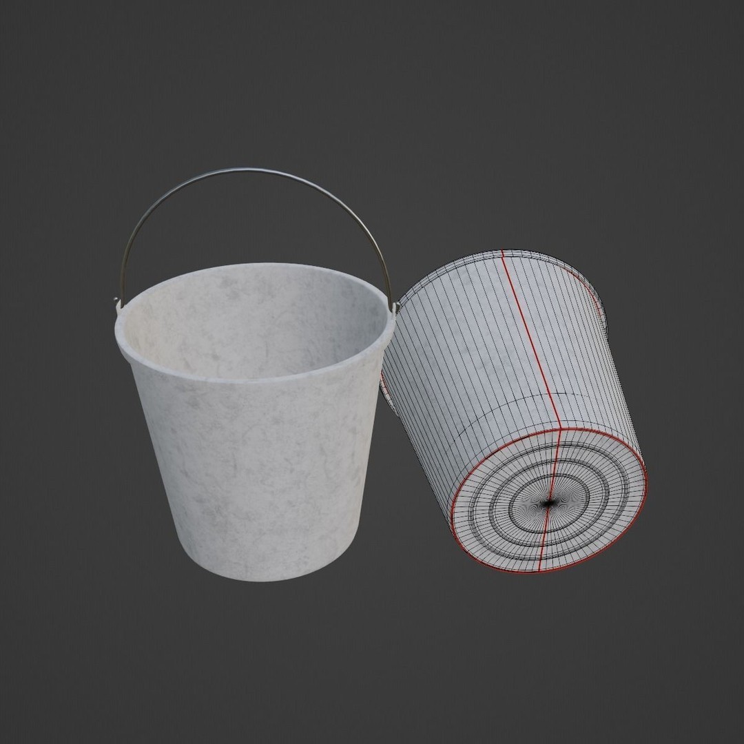 Industrial Plastic Bucket 3D Model – Mid Poly PBR Asset, FBX/OBJ Formats - View 9