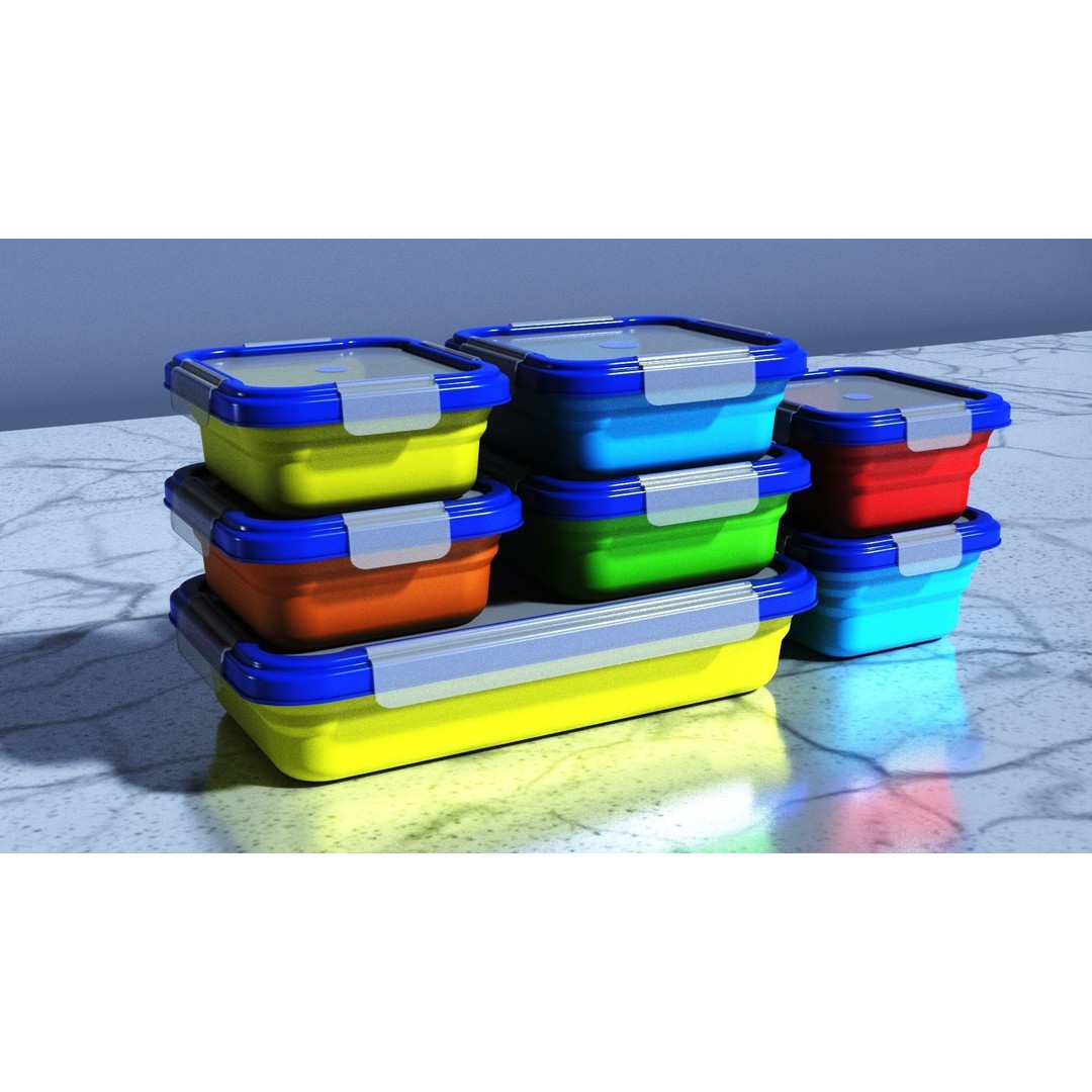 Food Storage Container 3D Model – Low Poly PBR Asset, Blender, FBX, OBJ - View 3