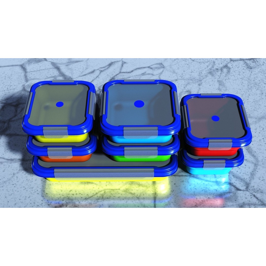 Food Storage Container 3D Model – Low Poly PBR Asset, Blender, FBX, OBJ - View 4