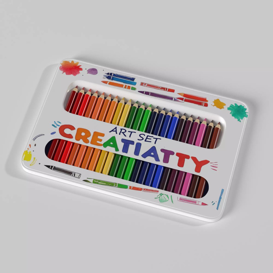 Colored Pencils 3D Model – Low Poly Interior Asset, FBX - View 2