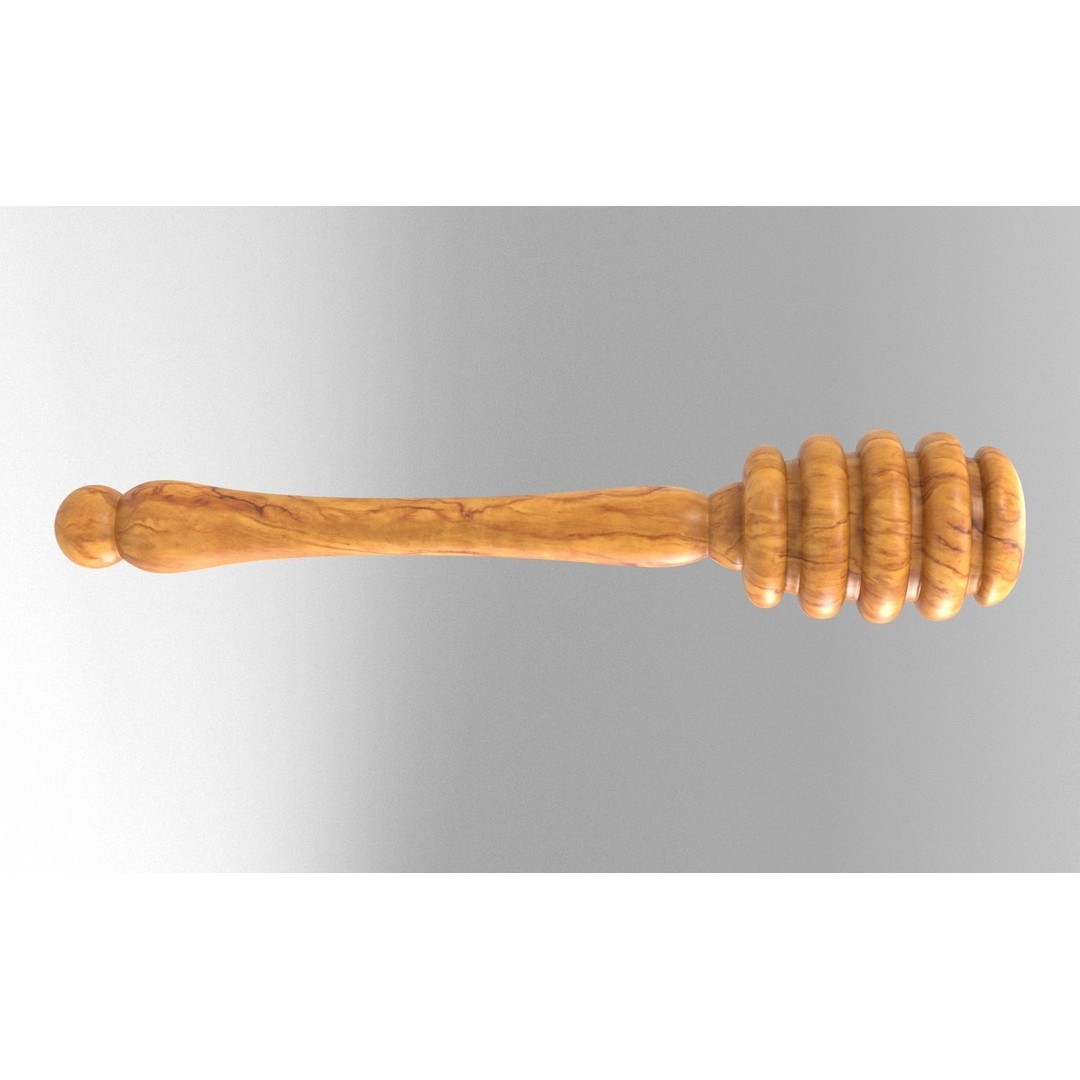 Honey Dipper 3D Model – Low Poly Olive Wood Kitchenware, FBX - View 10