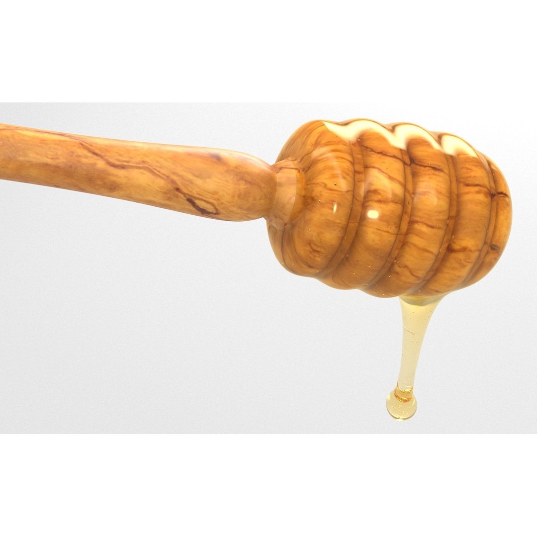 Honey Dipper 3D Model – Low Poly Olive Wood Kitchenware, FBX - View 11
