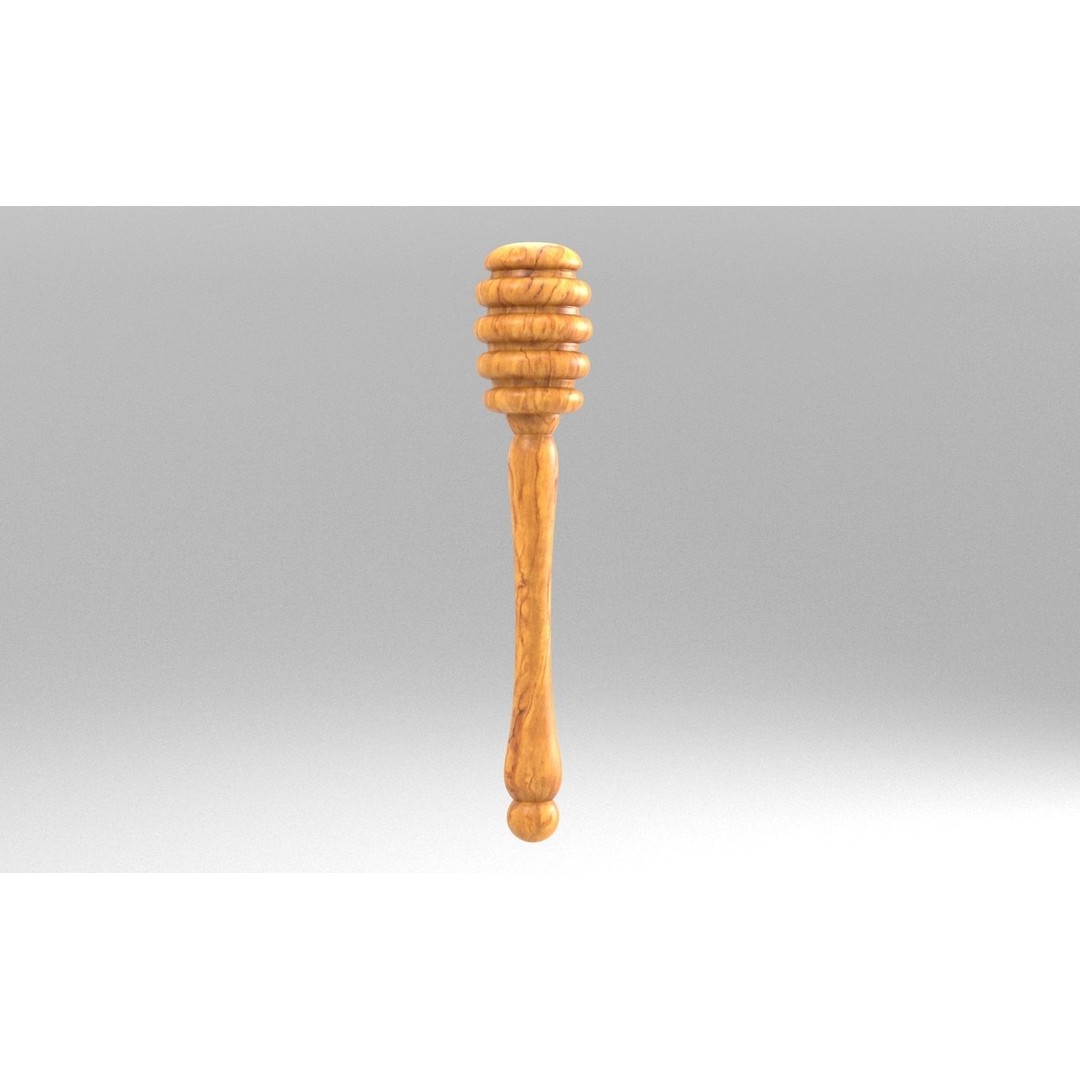 Honey Dipper 3D Model – Low Poly Olive Wood Kitchenware, FBX - View 12