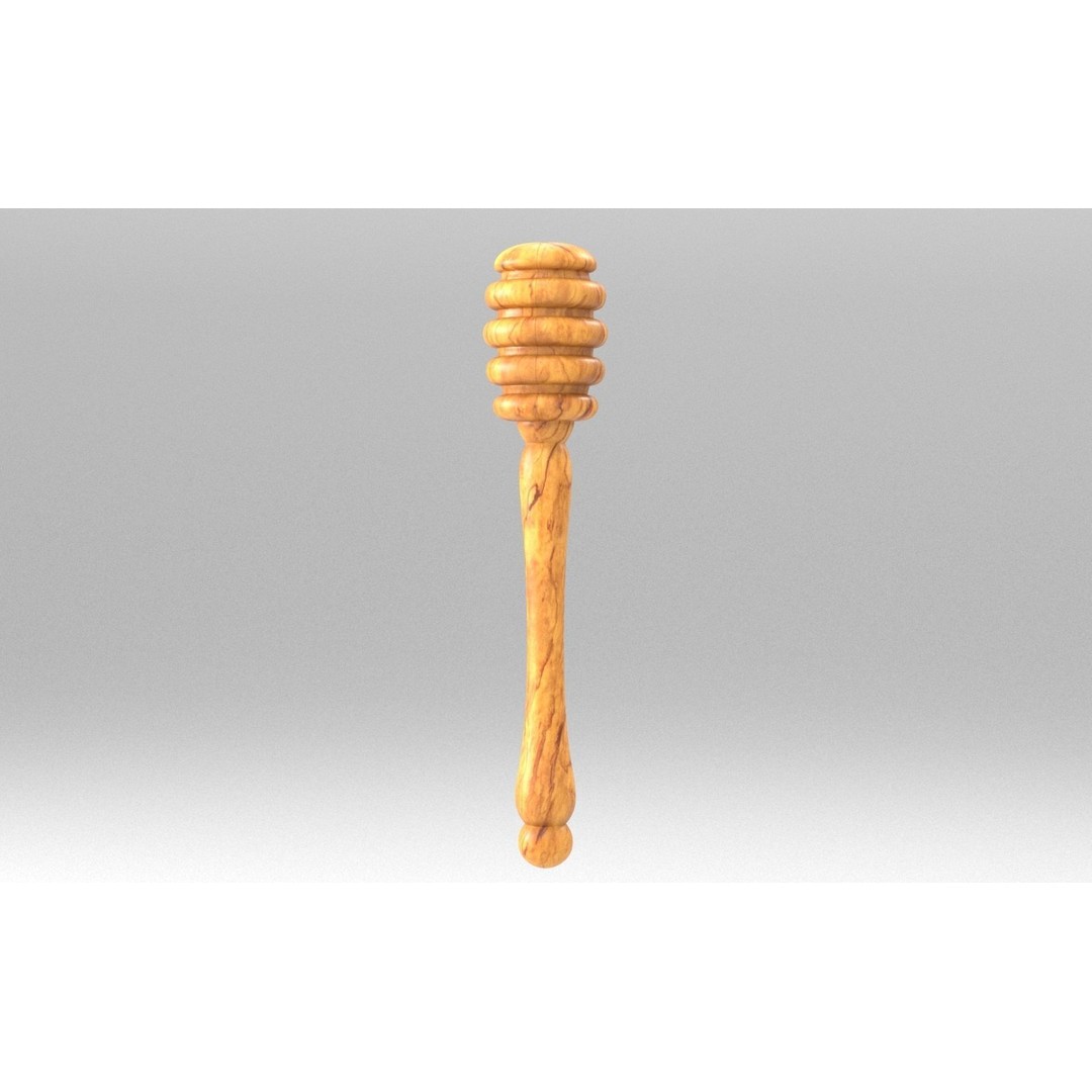 Honey Dipper 3D Model – Low Poly Olive Wood Kitchenware, FBX - View 13