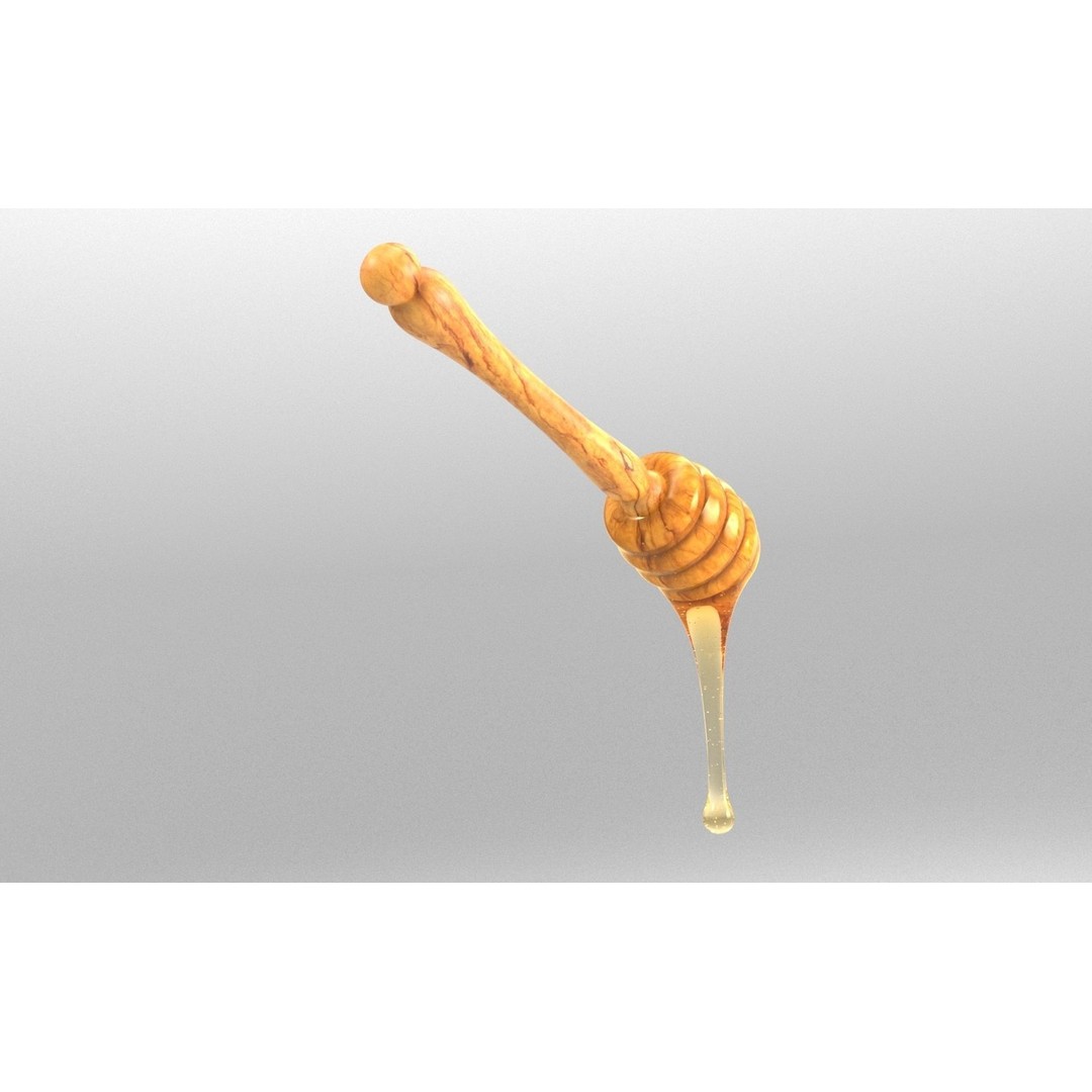 Honey Dipper 3D Model – Low Poly Olive Wood Kitchenware, FBX - View 14