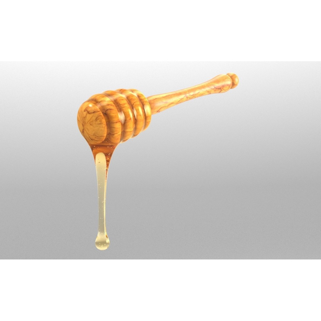 Honey Dipper 3D Model – Low Poly Olive Wood Kitchenware, FBX - View 15