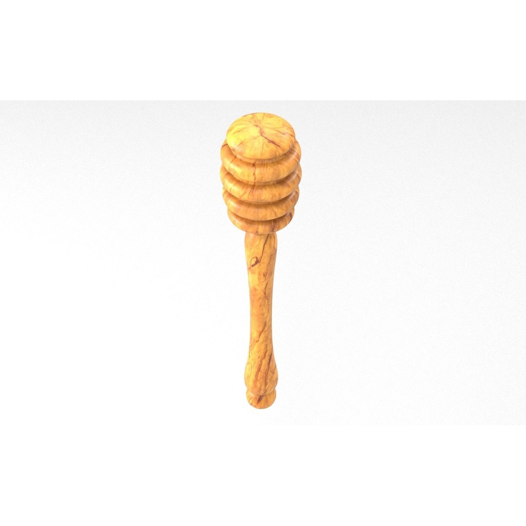 Honey Dipper 3D Model – Low Poly Olive Wood Kitchenware, FBX - View 16