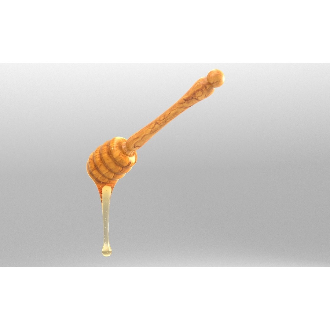 Honey Dipper 3D Model – Low Poly Olive Wood Kitchenware, FBX - View 17