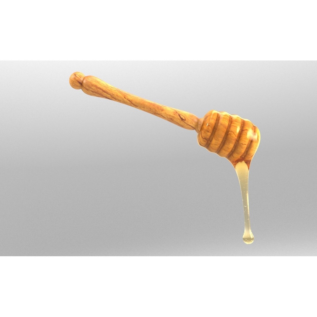 Honey Dipper 3D Model – Low Poly Olive Wood Kitchenware, FBX - View 18