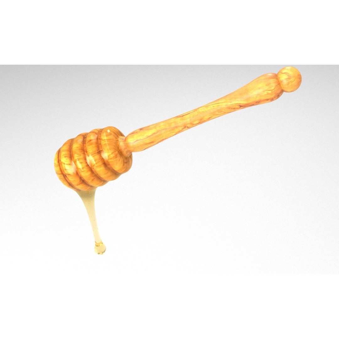 Honey Dipper 3D Model – Low Poly Olive Wood Kitchenware, FBX - View 19