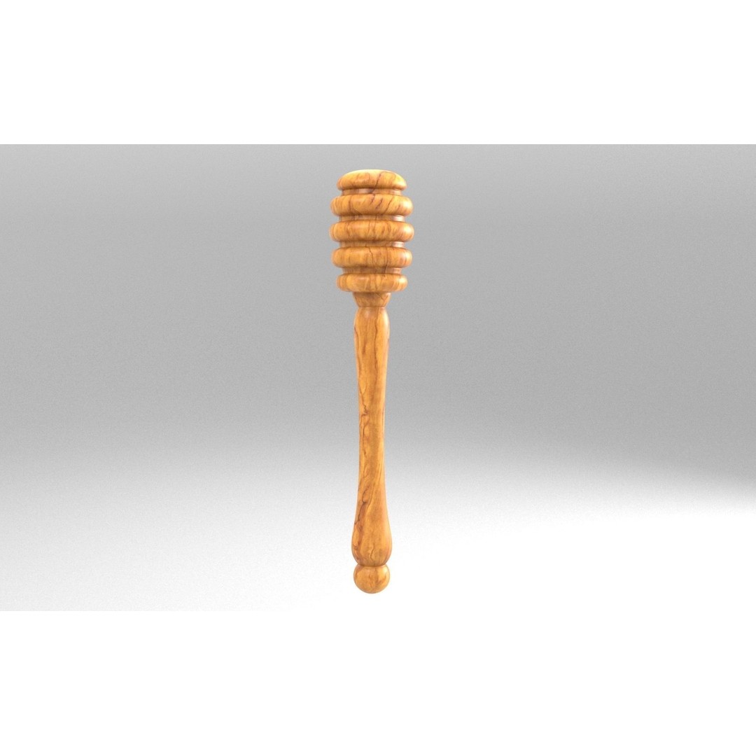 Honey Dipper 3D Model – Low Poly Olive Wood Kitchenware, FBX - View 20