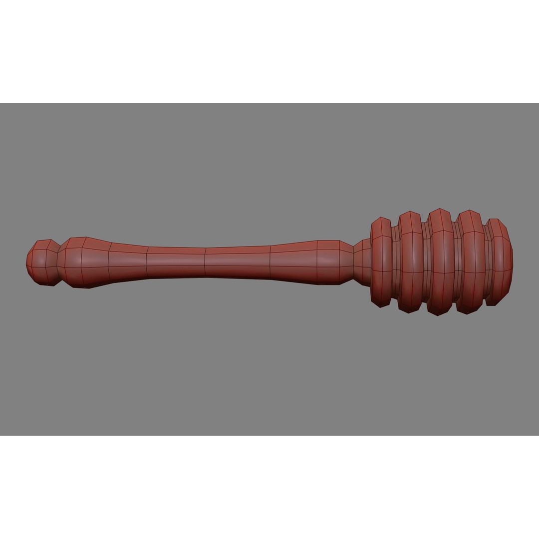Honey Dipper 3D Model – Low Poly Olive Wood Kitchenware, FBX - View 22