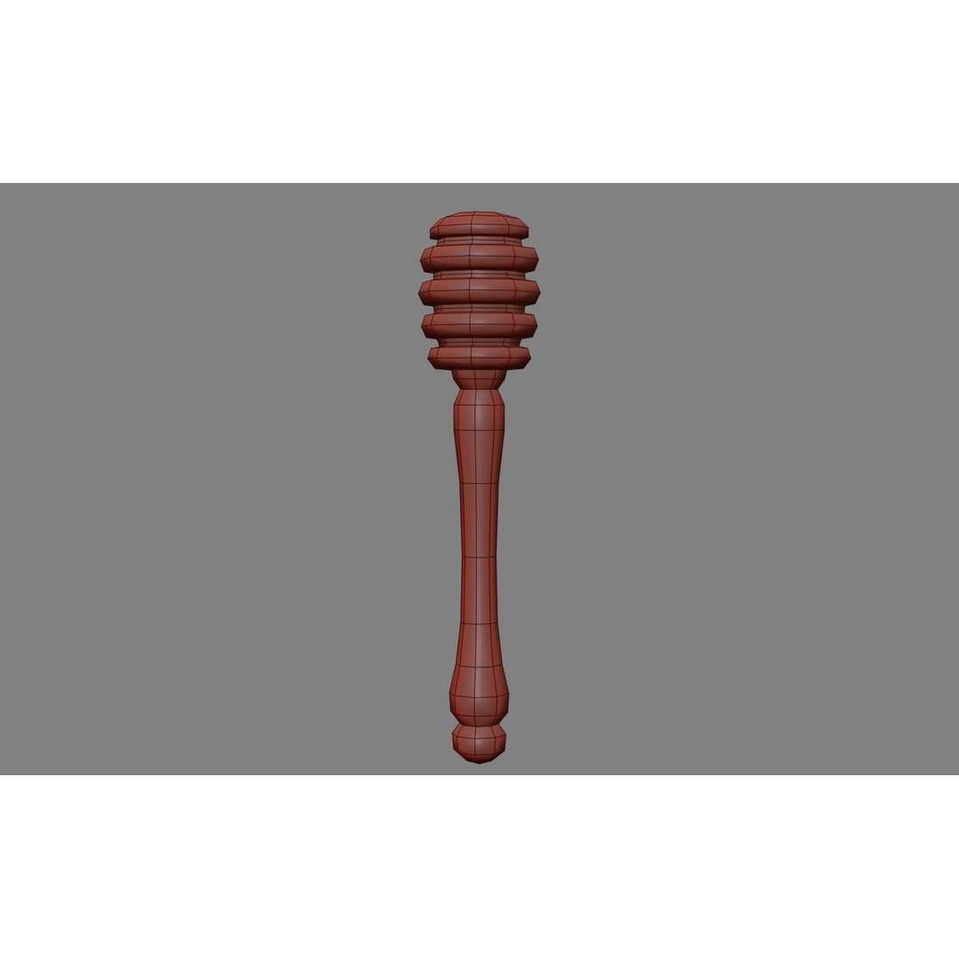 Honey Dipper 3D Model – Low Poly Olive Wood Kitchenware, FBX - View 23