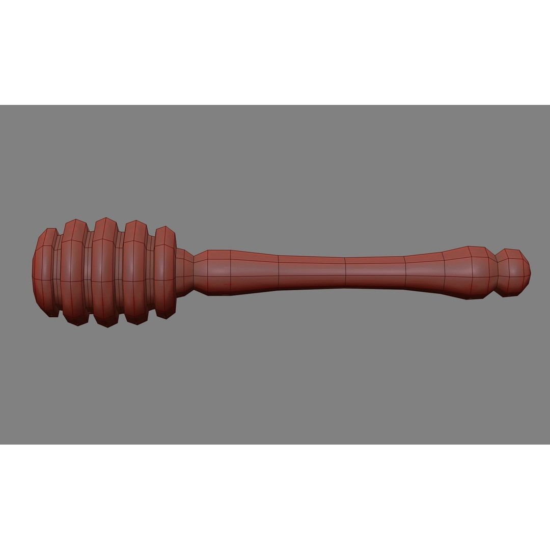 Honey Dipper 3D Model – Low Poly Olive Wood Kitchenware, FBX - View 24