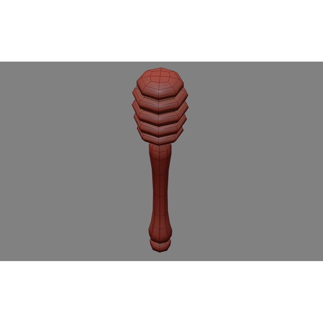 Honey Dipper 3D Model – Low Poly Olive Wood Kitchenware, FBX - View 25