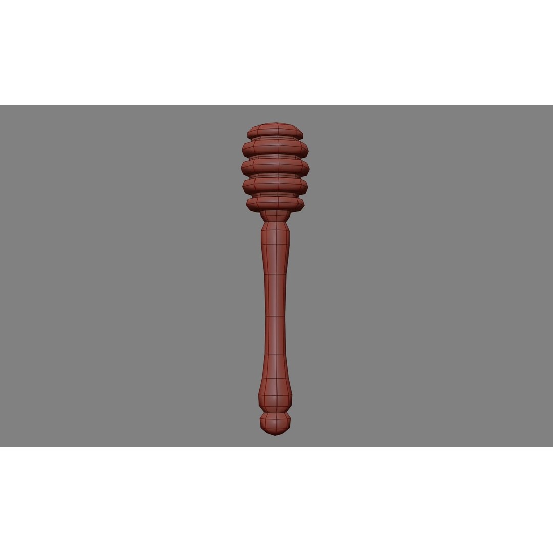Honey Dipper 3D Model – Low Poly Olive Wood Kitchenware, FBX - View 26