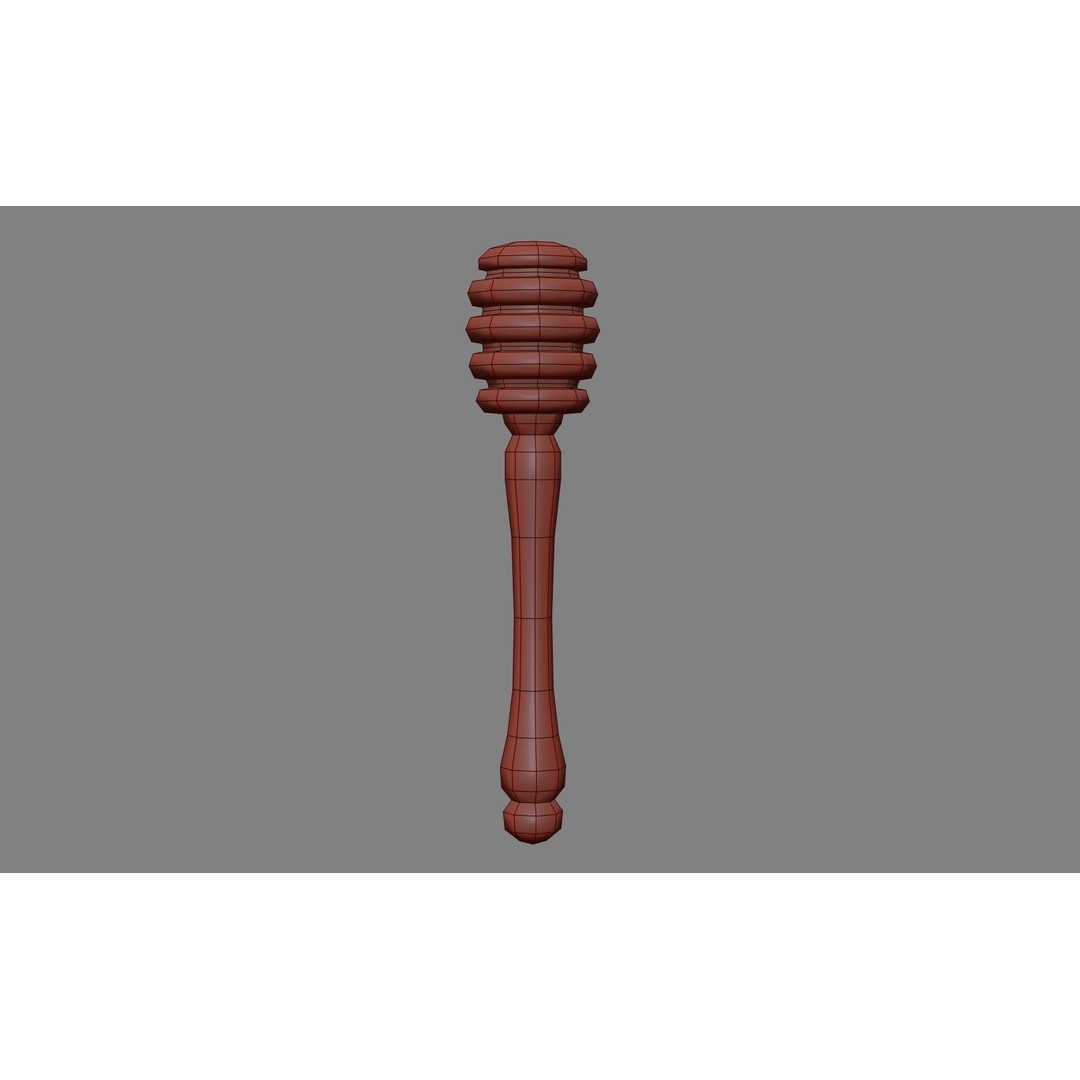 Honey Dipper 3D Model – Low Poly Olive Wood Kitchenware, FBX - View 27