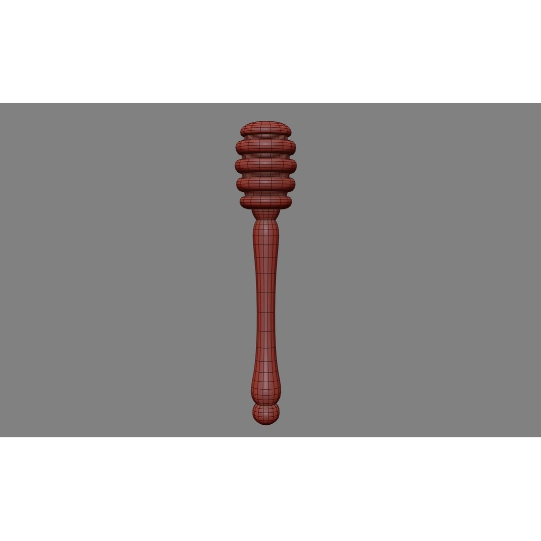 Honey Dipper 3D Model – Low Poly Olive Wood Kitchenware, FBX - View 28