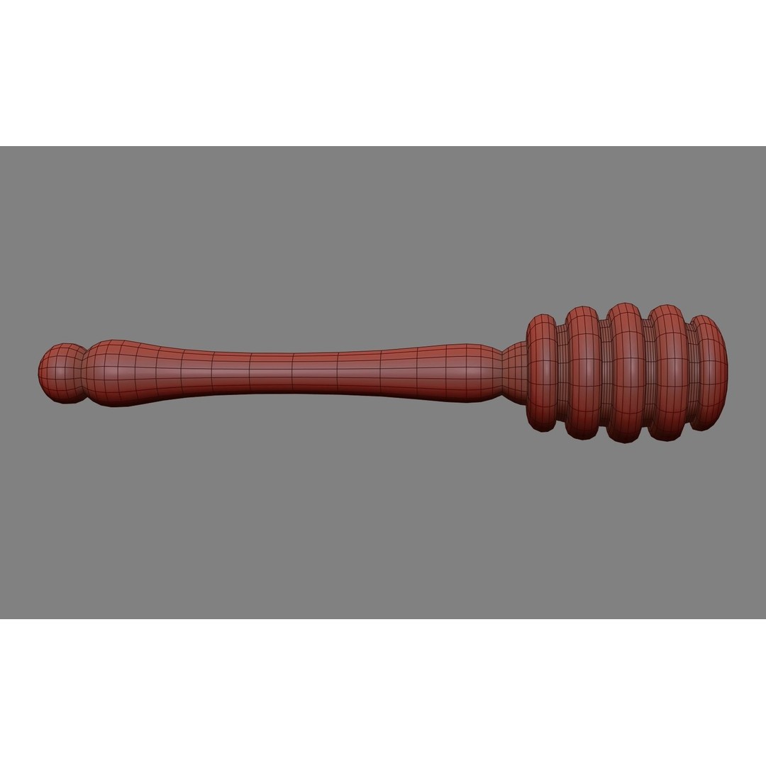 Honey Dipper 3D Model – Low Poly Olive Wood Kitchenware, FBX - View 29