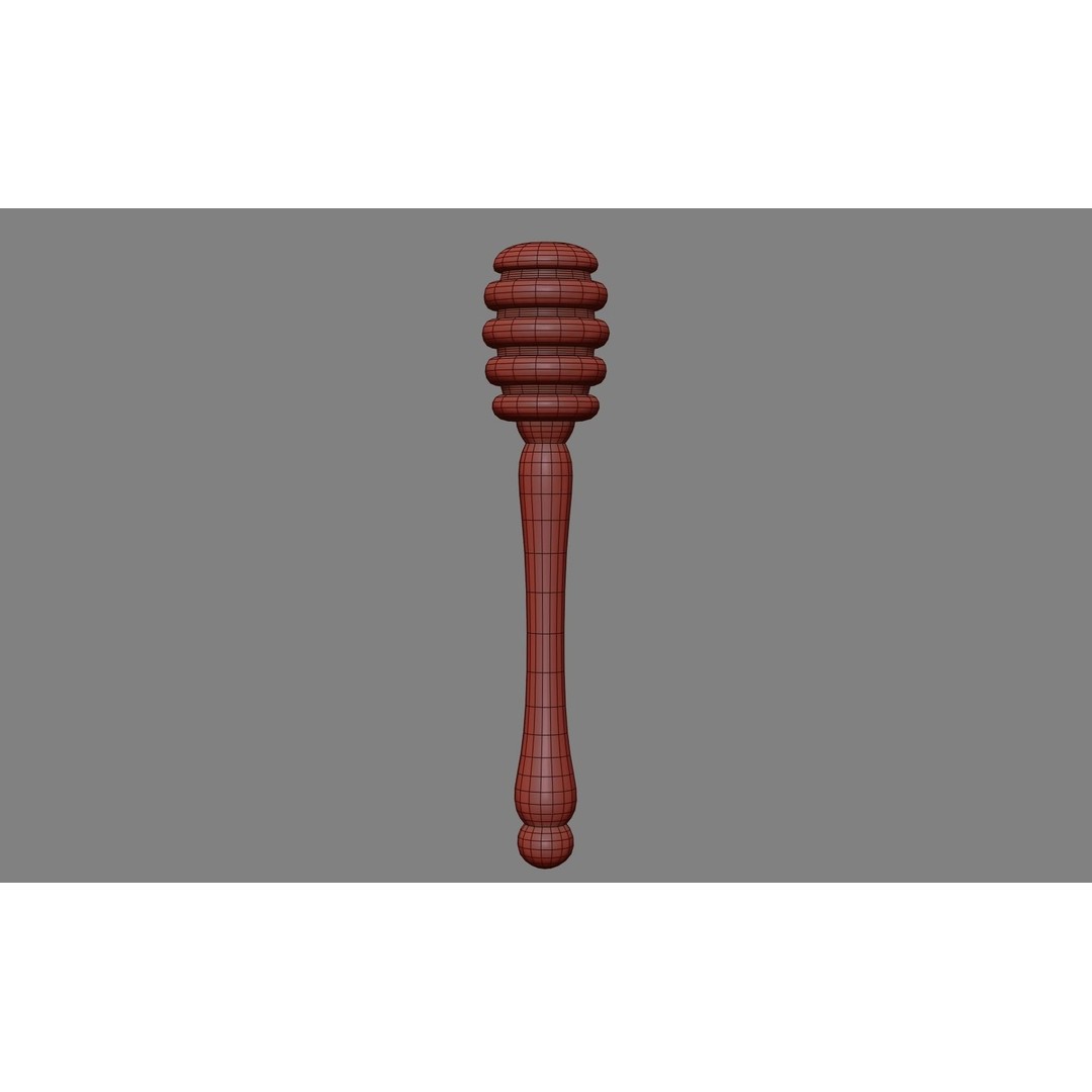 Honey Dipper 3D Model – Low Poly Olive Wood Kitchenware, FBX - View 30