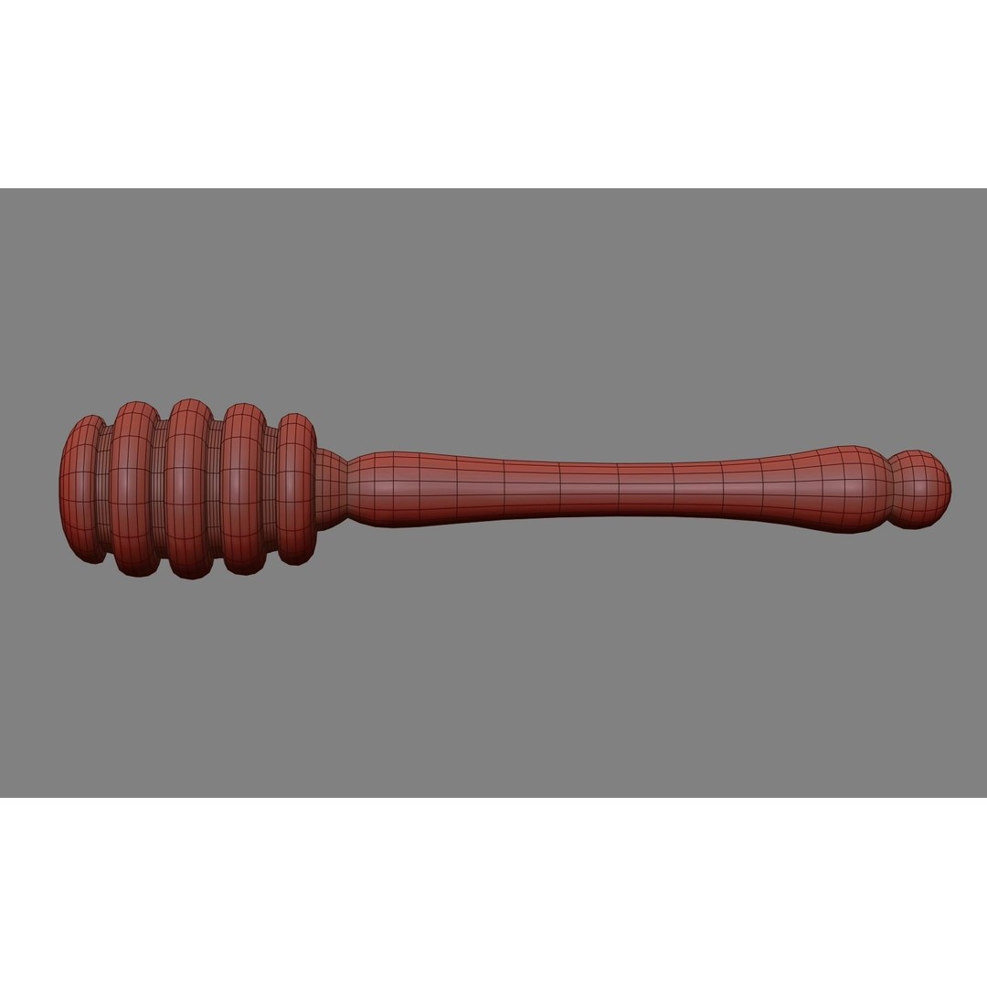 Honey Dipper 3D Model – Low Poly Olive Wood Kitchenware, FBX - View 31