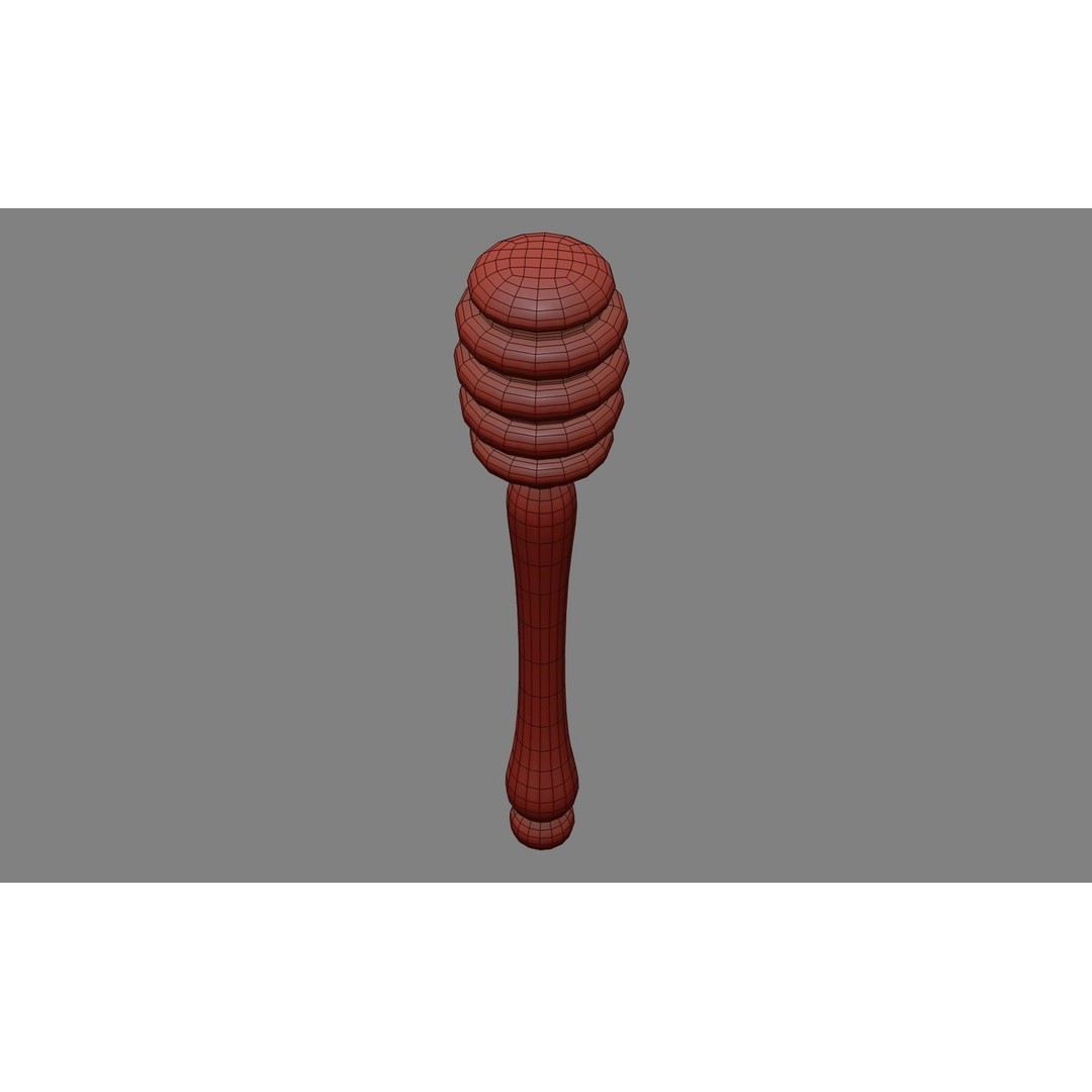 Honey Dipper 3D Model – Low Poly Olive Wood Kitchenware, FBX - View 32