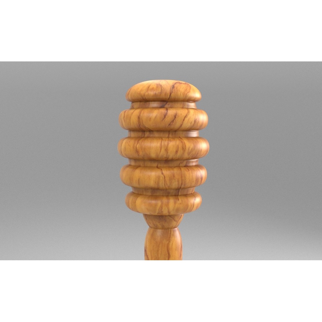 Honey Dipper 3D Model – Low Poly Olive Wood Kitchenware, FBX - View 5