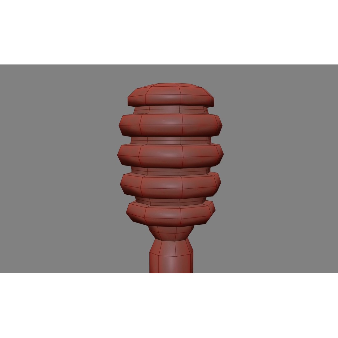 Honey Dipper 3D Model – Low Poly Olive Wood Kitchenware, FBX - View 6