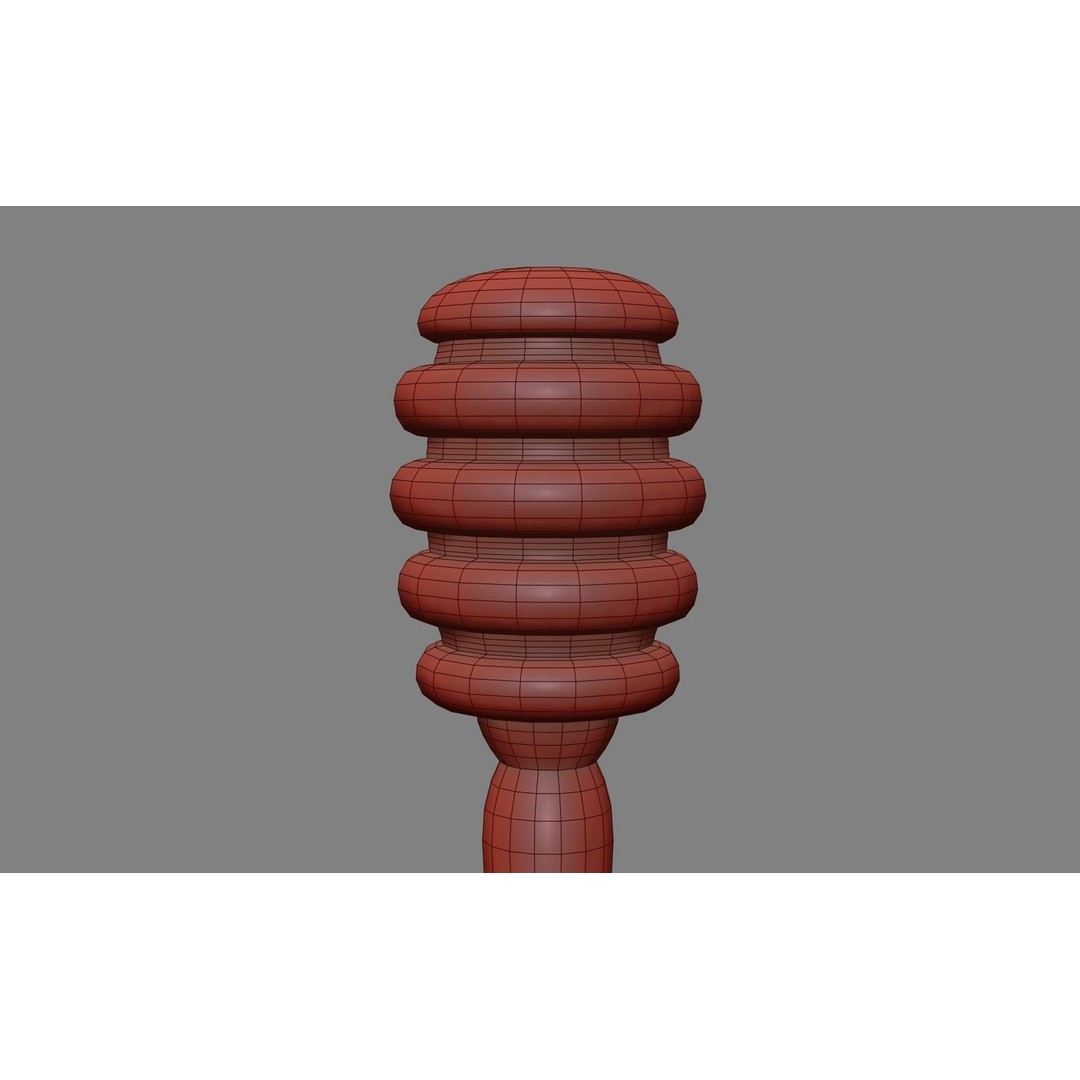 Honey Dipper 3D Model – Low Poly Olive Wood Kitchenware, FBX - View 7