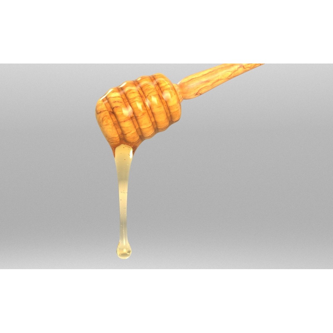 Honey Dipper 3D Model – Low Poly Olive Wood Kitchenware, FBX - View 9