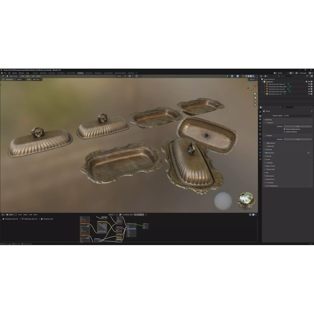 Antique Tableware 3D Model – Low Poly Game Ready Collection, FBX & Blender - View 19