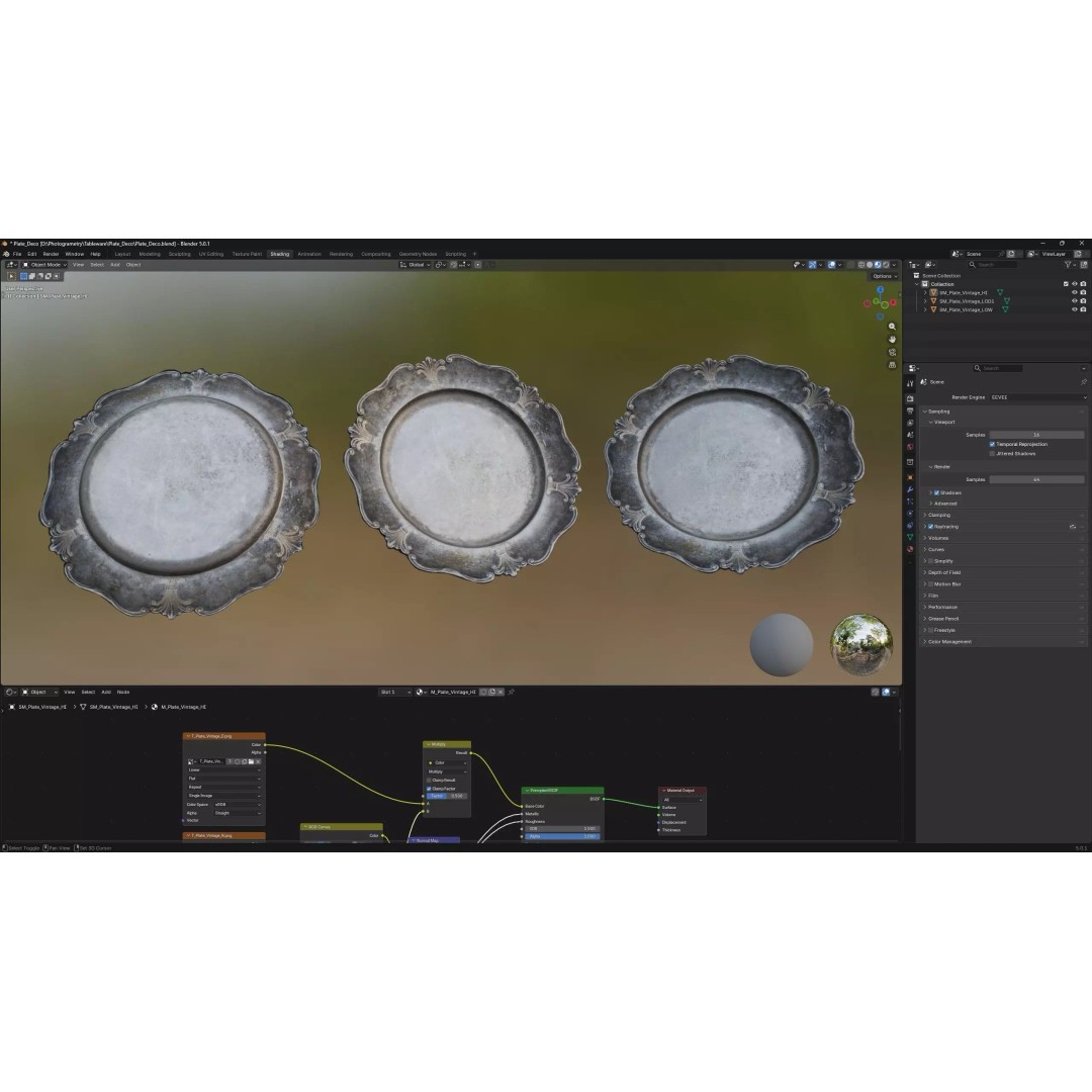 Antique Tableware 3D Model – Low Poly Game Ready Collection, FBX & Blender - View 56