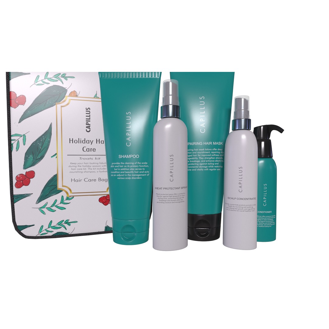 Holiday Hair Care Kit 3D Model – Low Poly PBR Asset for Blender - View 8
