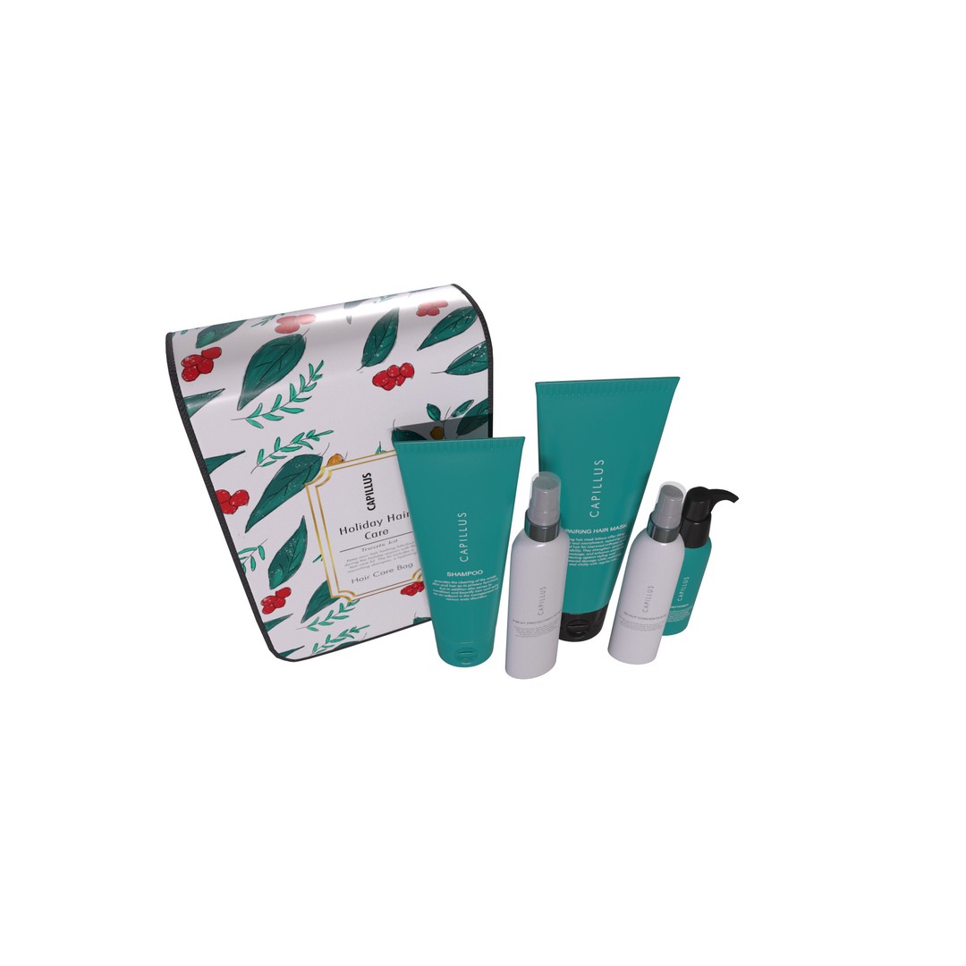 Holiday Hair Care Kit 3D Model – Low Poly PBR Asset for Blender - View 9