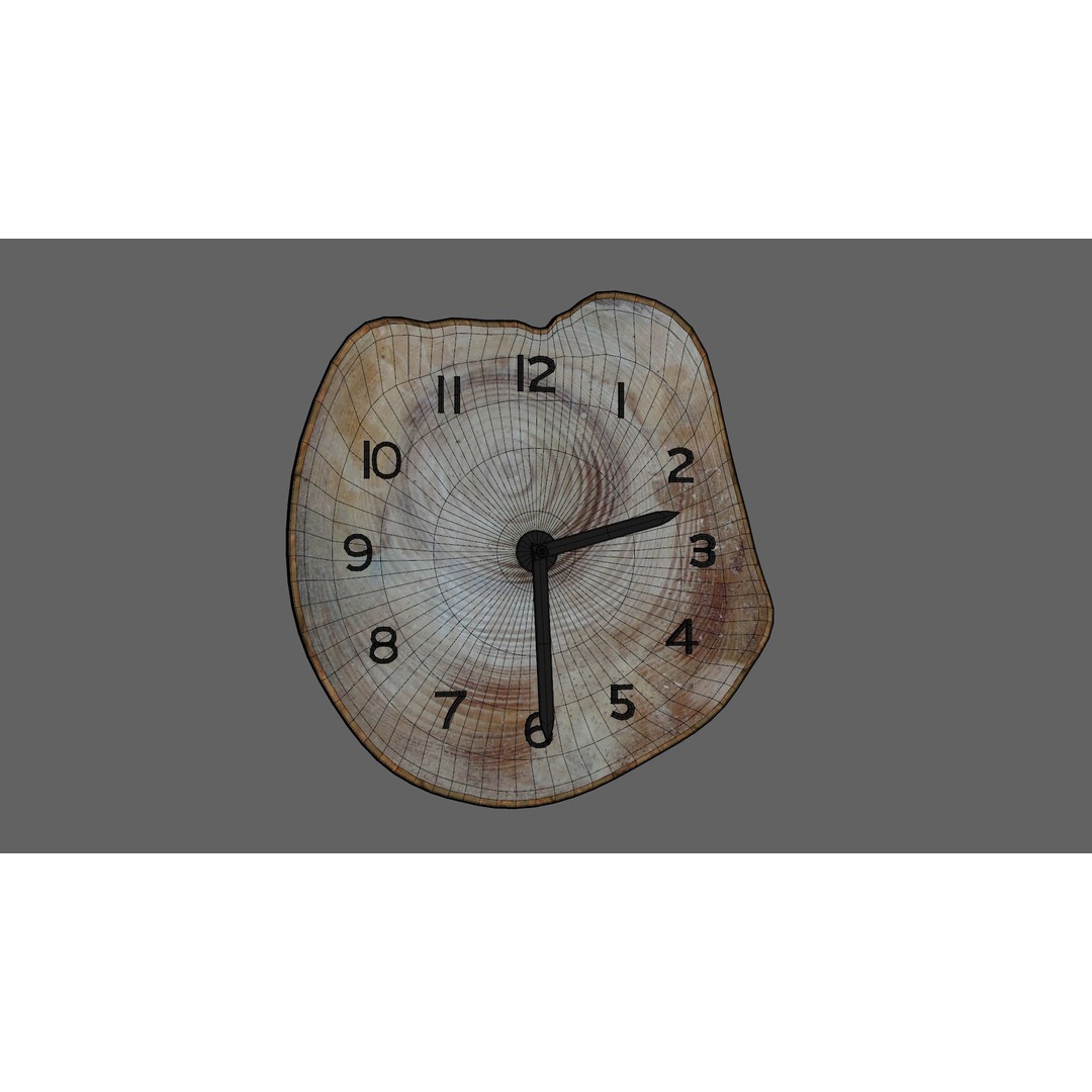 Wall Clock 3D Model – Low Poly Christmas Decoration, FBX - View 8