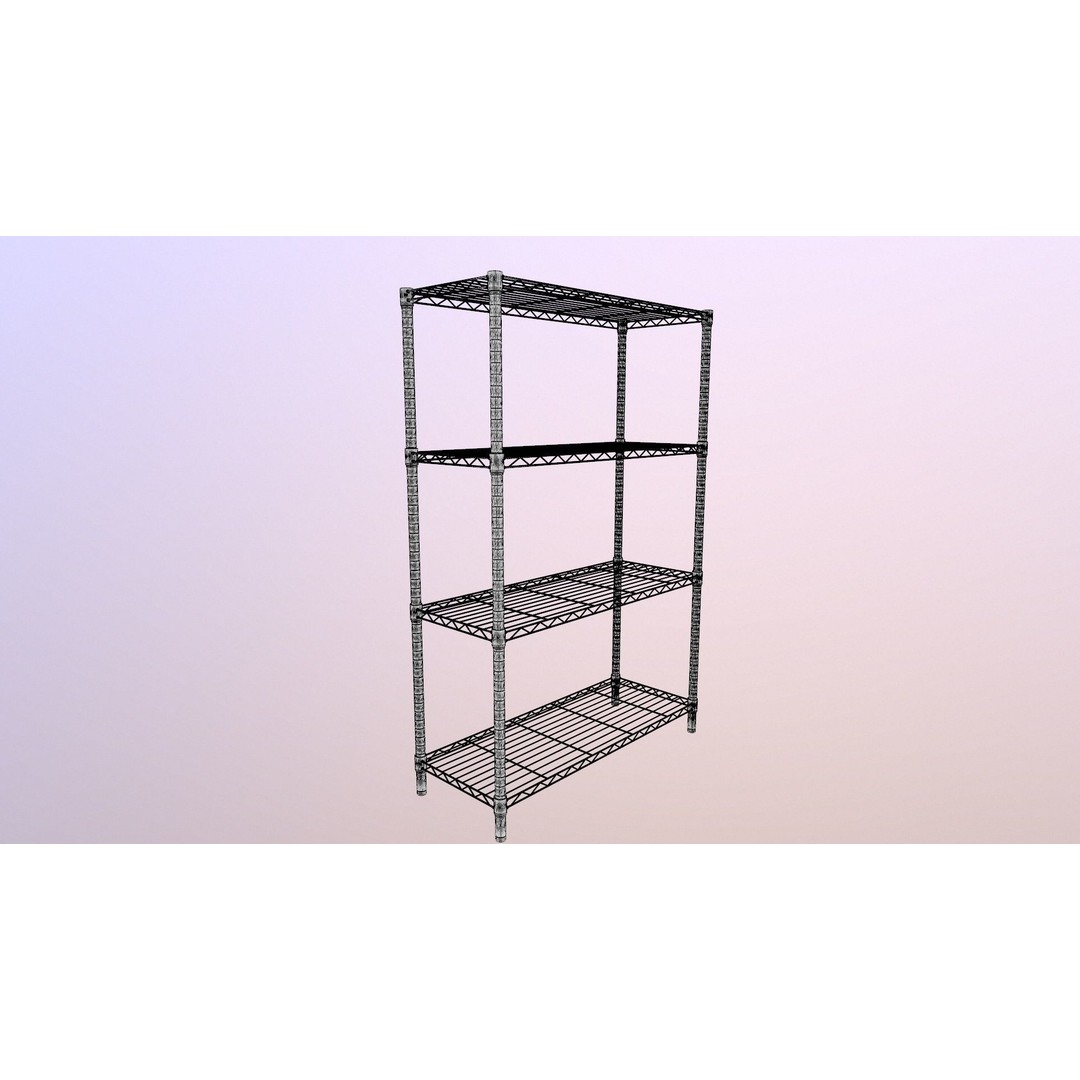 Wire Shelving 3D Model – PBR Game-Ready Asset, FBX, OBJ - View 10