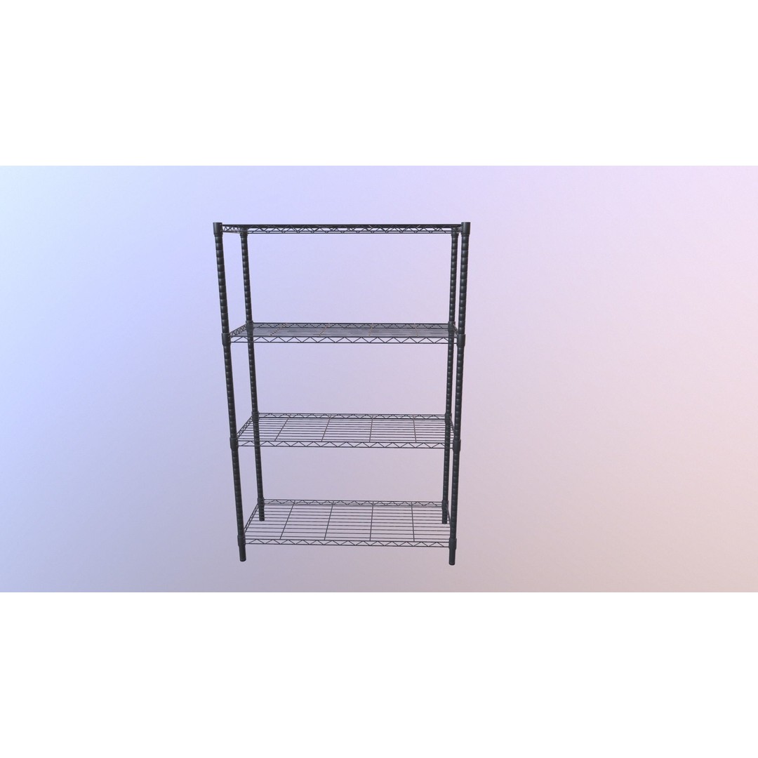 Wire Shelving 3D Model – PBR Game-Ready Asset, FBX, OBJ - View 3