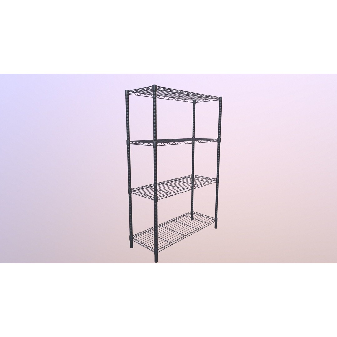 Wire Shelving 3D Model – PBR Game-Ready Asset, FBX, OBJ - View 9