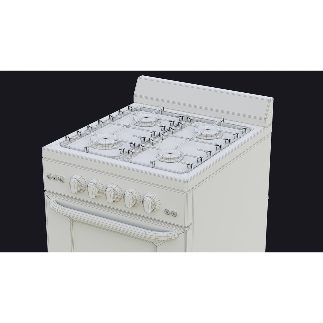 Stove 3D Model – Low Poly Game Ready Kitchen Asset, FBX & OBJ - View 10