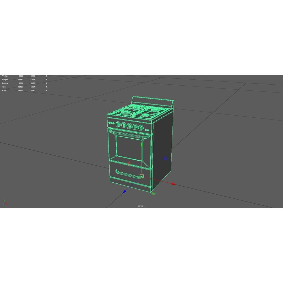 Stove 3D Model – Low Poly Game Ready Kitchen Asset, FBX & OBJ - View 13