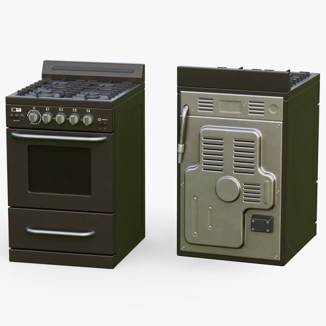 Stove 3D Model – Low Poly Game Ready Kitchen Asset, FBX & OBJ - View 2
