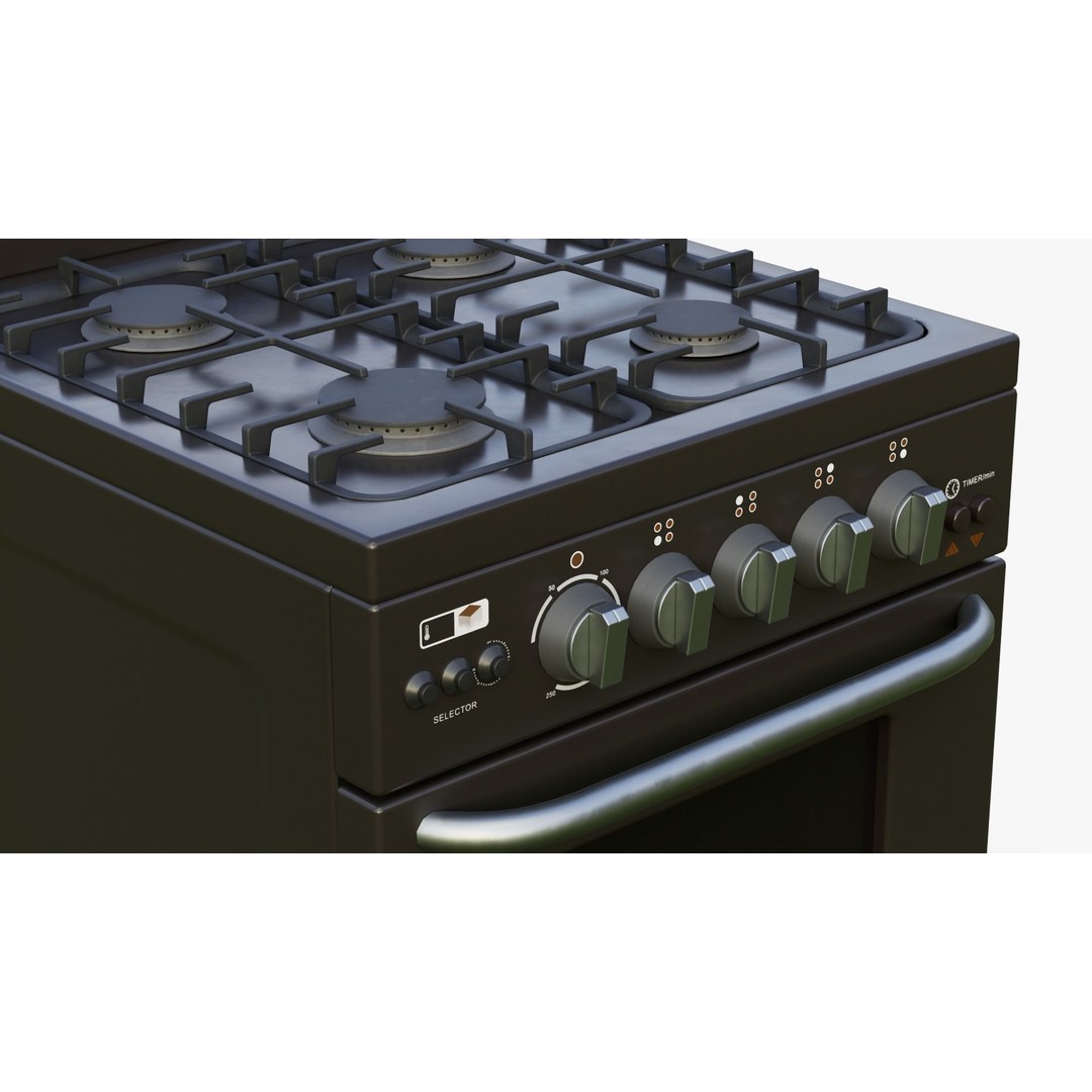 Stove 3D Model – Low Poly Game Ready Kitchen Asset, FBX & OBJ - View 4
