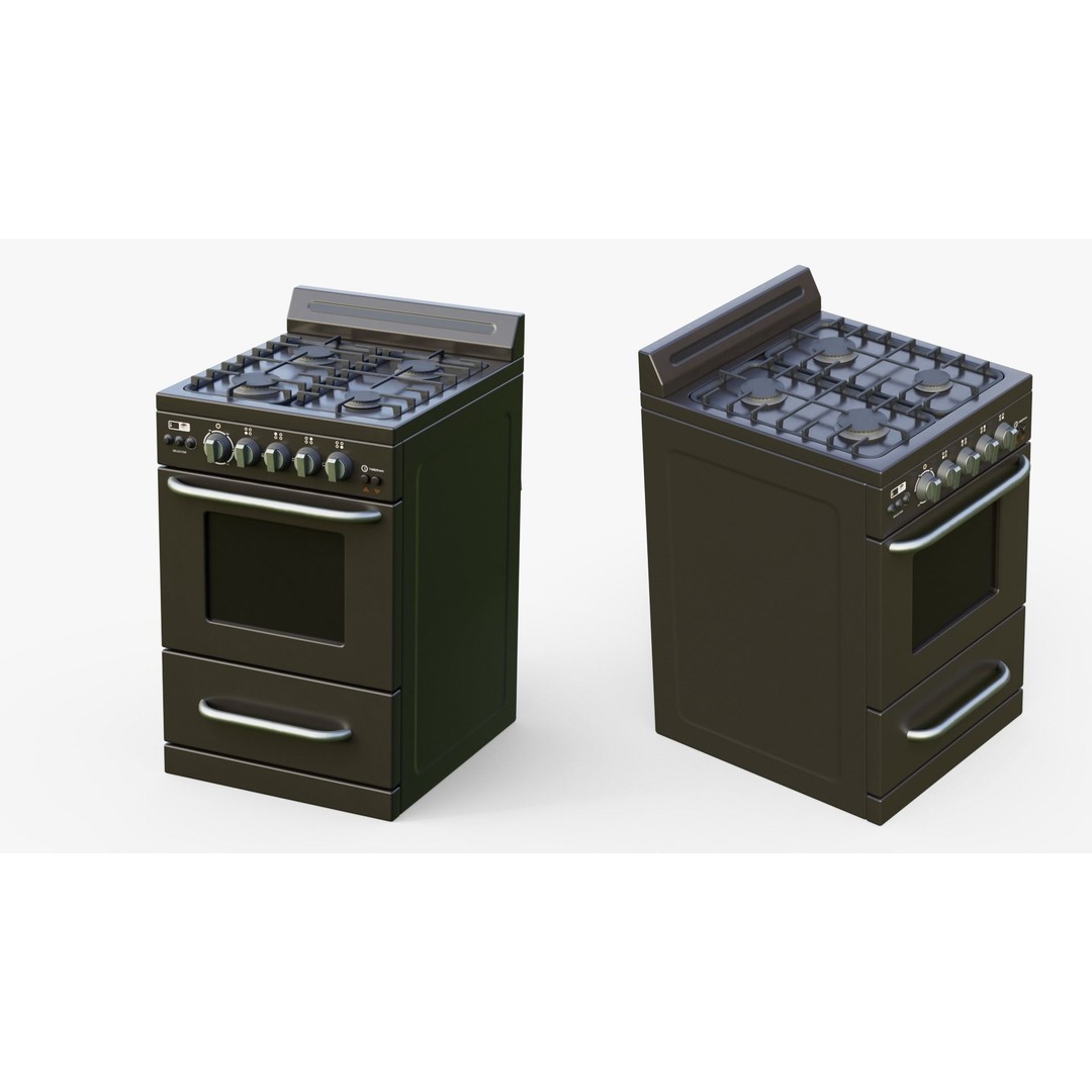 Stove 3D Model – Low Poly Game Ready Kitchen Asset, FBX & OBJ - View 5
