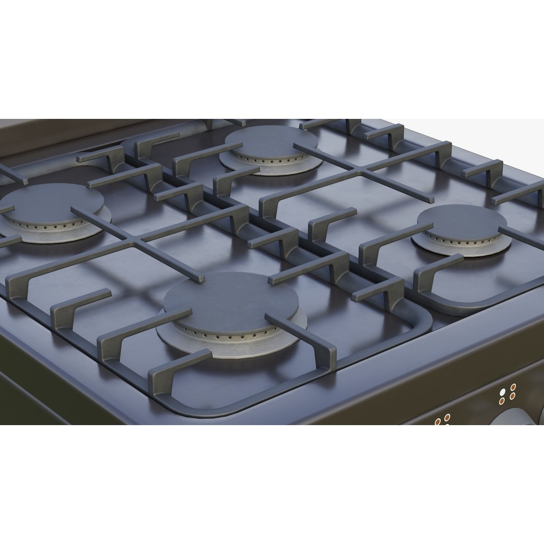 Stove 3D Model – Low Poly Game Ready Kitchen Asset, FBX & OBJ - View 6