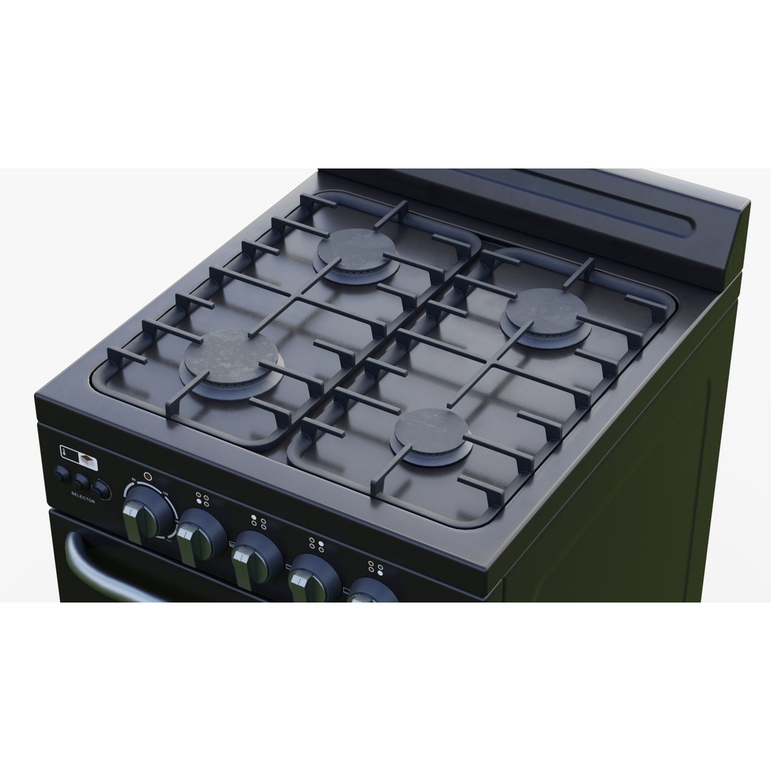 Stove 3D Model – Low Poly Game Ready Kitchen Asset, FBX & OBJ - View 8