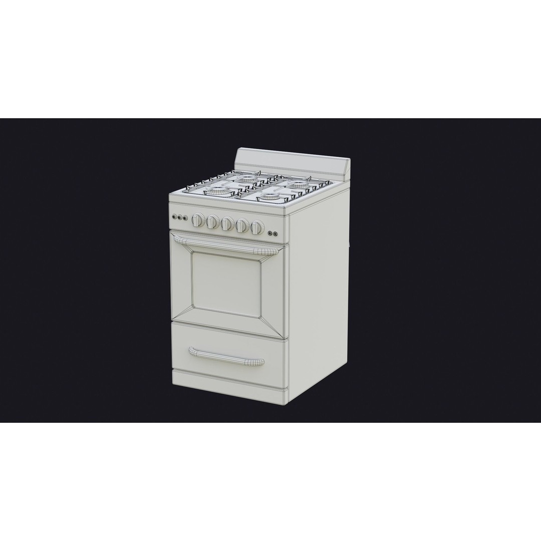Stove 3D Model – Low Poly Game Ready Kitchen Asset, FBX & OBJ - View 9