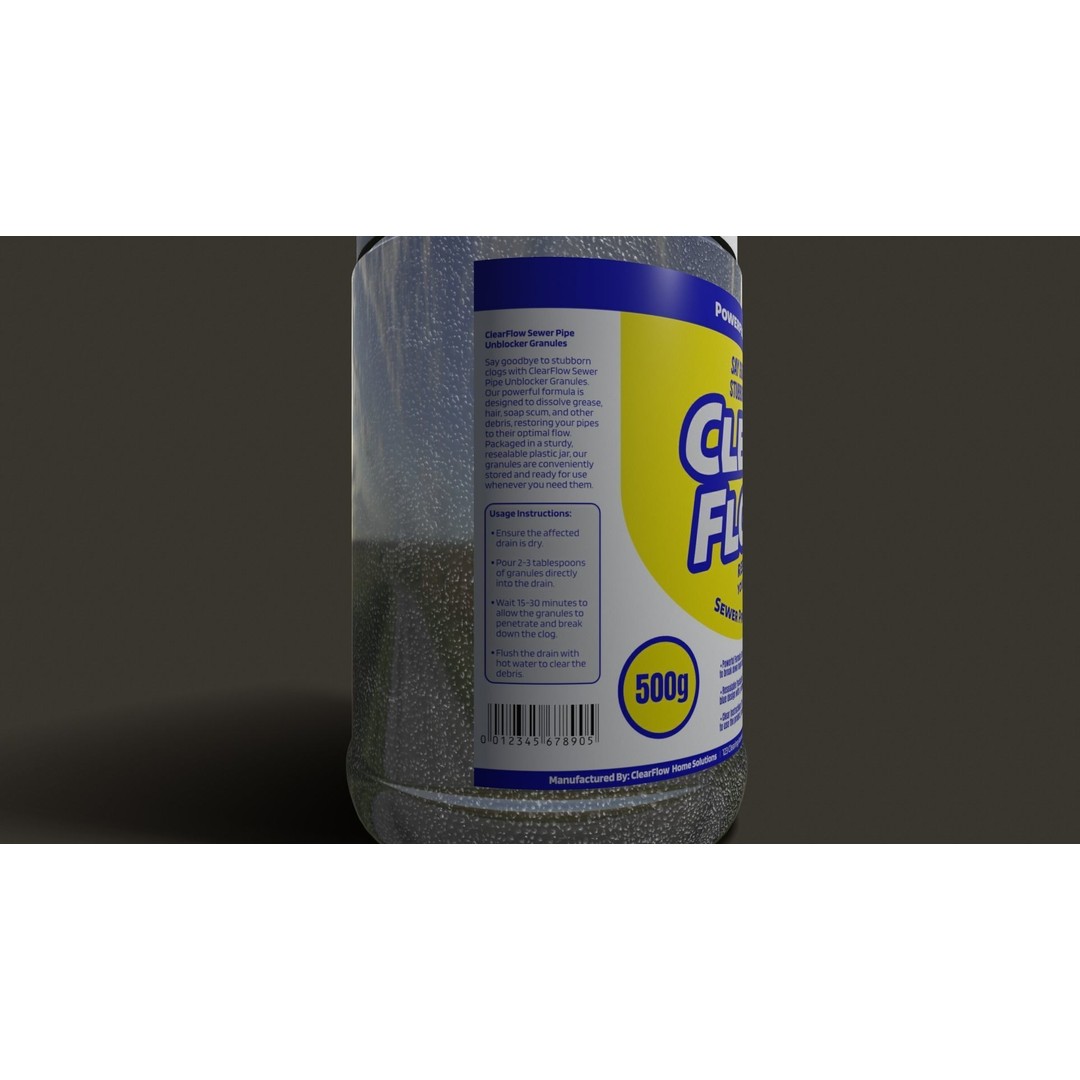 Pipe Cleaner Granules 3D Model – Low Poly PBR Asset for Plumbing Visualizations - View 9